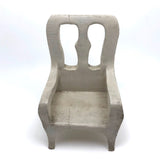 White Painted Doll Chair Carved of One Piece of Wood with Nice Lines