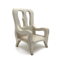 White Painted Doll Chair Carved of One Piece of Wood with Nice Lines