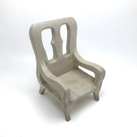 White Painted Doll Chair Carved of One Piece of Wood with Nice Lines