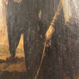 c. 18th Century Moody Spanish Painting of Santa Rita  on Wood Panel