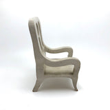 White Painted Doll Chair Carved of One Piece of Wood with Nice Lines