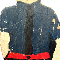 Punky Looking Boy in Blue and Red, c. 1930s Small Folk Art Doorstop
