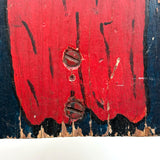Punky Looking Boy in Blue and Red, c. 1930s Small Folk Art Doorstop
