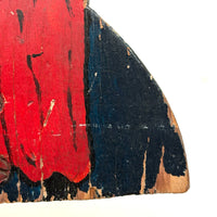 Punky Looking Boy in Blue and Red, c. 1930s Small Folk Art Doorstop