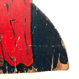 Punky Looking Boy in Blue and Red, c. 1930s Small Folk Art Doorstop
