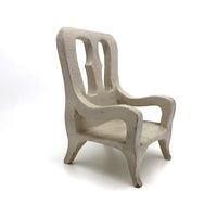 White Painted Doll Chair Carved of One Piece of Wood with Nice Lines