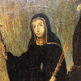 c. 18th Century Moody Spanish Painting of Santa Rita  on Wood Panel