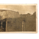 Antique Two Photo Panoramic Landscape with Many Fences, Mounted to Card