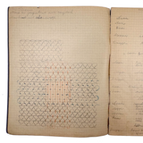 Early 20th Century Dutch Notebook with Colored Pencil Darning Diagrams and Notes