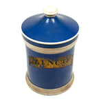 ZINCO, Gorgeous Large 19th Century Ironstone Apothecary Jar with Hand-painted Label Over Gold Leaf