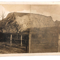 Antique Two Photo Panoramic Landscape with Many Fences, Mounted to Card