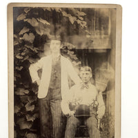 Ghostly, with Broom in Hand, Striking Antique Occupational Portrait Cabinet Card