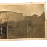Antique Two Photo Panoramic Landscape with Many Fences, Mounted to Card