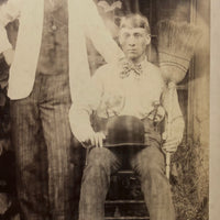 Ghostly, with Broom in Hand, Striking Antique Occupational Portrait Cabinet Card