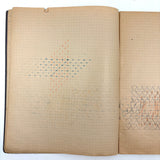 Early 20th Century Dutch Notebook with Colored Pencil Darning Diagrams and Notes