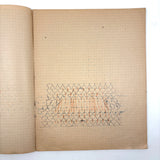 Early 20th Century Dutch Notebook with Colored Pencil Darning Diagrams and Notes
