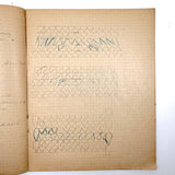 Early 20th Century Dutch Notebook with Colored Pencil Darning Diagrams and Notes