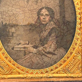 Young Woman with Book and Tree, Evocative Early, Hand-colored, Degraded Cased Ambrotype