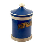 ZINCO, Gorgeous Large 19th Century Ironstone Apothecary Jar with Hand-painted Label Over Gold Leaf