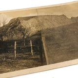Antique Two Photo Panoramic Landscape with Many Fences, Mounted to Card