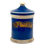 ZINCO, Gorgeous Large 19th Century Ironstone Apothecary Jar with Hand-painted Label Over Gold Leaf