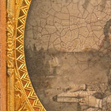 Young Woman with Book and Tree, Evocative Early, Hand-colored, Degraded Cased Ambrotype