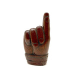 SOLD A Pinch, Marvelous 19th Century Hand-carved Hand-shaped Snuff Box with Brass Inlay Ring and Cuff