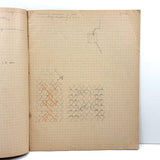 Early 20th Century Dutch Notebook with Colored Pencil Darning Diagrams and Notes