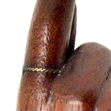 SOLD A Pinch, Marvelous 19th Century Hand-carved Hand-shaped Snuff Box with Brass Inlay Ring and Cuff