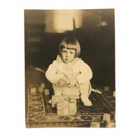 Young Girl with Early Alphabet Blocks, Earlyish 20th C. Paper Print Photo