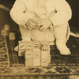 Young Girl with Early Alphabet Blocks, Earlyish 20th C. Paper Print Photo