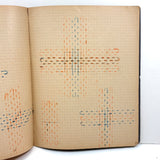 Early 20th Century Dutch Notebook with Colored Pencil Darning Diagrams and Notes