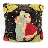 Red Lipped Lovers, Wonderful PA Stumpwork Embroidery on Velvet Pillow