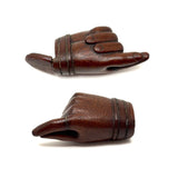 SOLD A Pinch, Marvelous 19th Century Hand-carved Hand-shaped Snuff Box with Brass Inlay Ring and Cuff