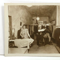 Ironing and Pressing at the Neptune Valet Shop, c. 1930s Large Snapshot Photo