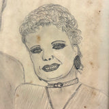 Jim and Tammy Faye Baker, Vintage Naive Graphite Drawing, Framed as Found