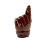 SOLD A Pinch, Marvelous 19th Century Hand-carved Hand-shaped Snuff Box with Brass Inlay Ring and Cuff