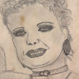 Jim and Tammy Faye Baker, Vintage Naive Graphite Drawing, Framed as Found