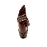 SOLD A Pinch, Marvelous 19th Century Hand-carved Hand-shaped Snuff Box with Brass Inlay Ring and Cuff