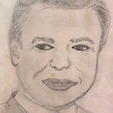 Jim and Tammy Faye Baker, Vintage Naive Graphite Drawing, Framed as Found