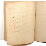 Early 20th Century Dutch Notebook with Colored Pencil Darning Diagrams and Notes