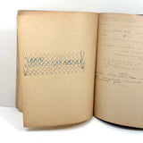 Early 20th Century Dutch Notebook with Colored Pencil Darning Diagrams and Notes