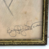 Jim and Tammy Faye Baker, Vintage Naive Graphite Drawing, Framed as Found