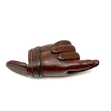 SOLD A Pinch, Marvelous 19th Century Hand-carved Hand-shaped Snuff Box with Brass Inlay Ring and Cuff