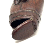SOLD A Pinch, Marvelous 19th Century Hand-carved Hand-shaped Snuff Box with Brass Inlay Ring and Cuff