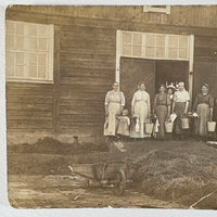Milking Time, Buckets and Stools and Towels in Hand, Antique Scandinavian Photo