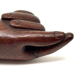 SOLD A Pinch, Marvelous 19th Century Hand-carved Hand-shaped Snuff Box with Brass Inlay Ring and Cuff