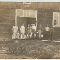 Milking Time, Buckets and Stools and Towels in Hand, Antique Scandinavian Photo