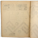 Early 20th Century Dutch Notebook with Colored Pencil Darning Diagrams and Notes