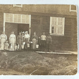 Milking Time, Buckets and Stools and Towels in Hand, Antique Scandinavian Photo